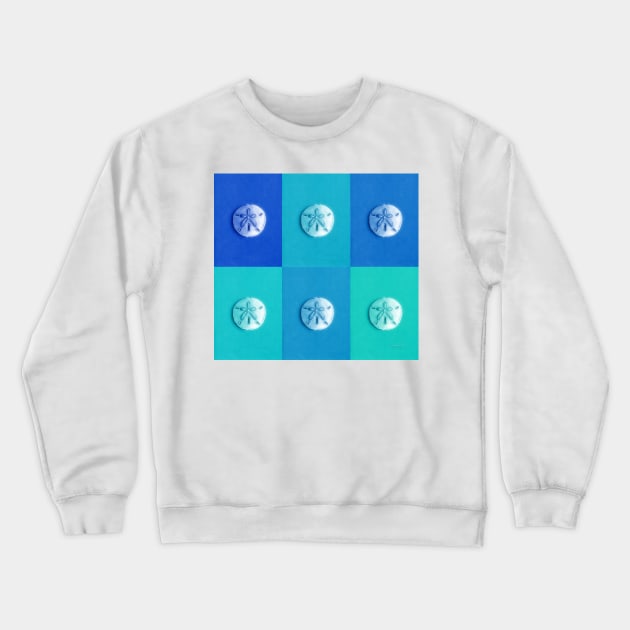 Sand Dollars - Multicolored Blue-Greens Crewneck Sweatshirt by ErinKantBarnard